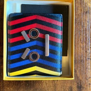 Fendi Leather Striped Face Wallet